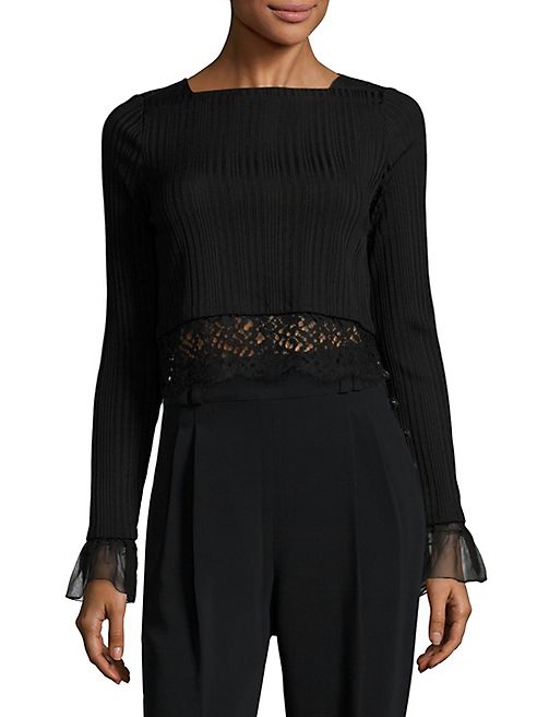 3.1 Phillip Lim - Lace-Trim Rib-Knit Cropped Top