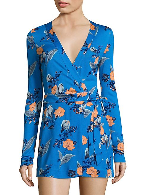 Diane von Furstenberg - Celeste Floral-Print Silk Wrap Romper