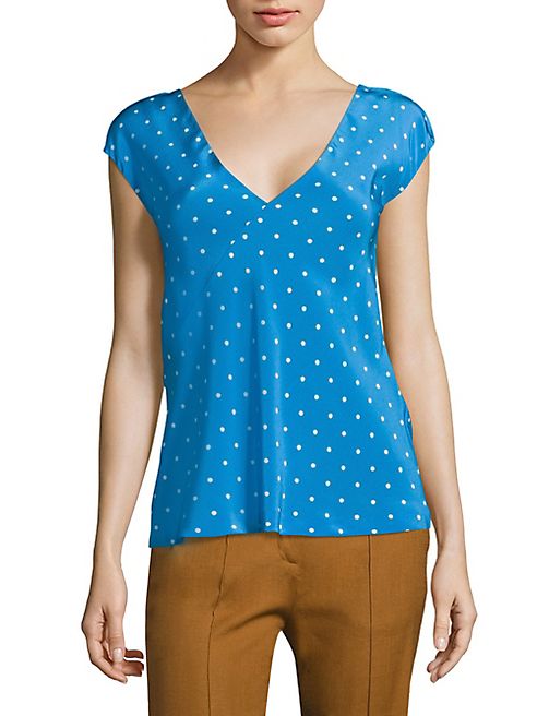 Diane von Furstenberg - V-Back Polka Dot Silk Blouse