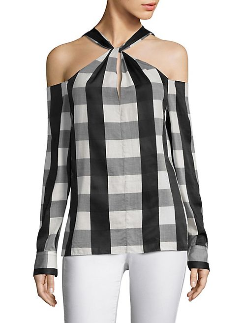 Rag & Bone - Collingwood Gingham Cold-Shoulder Top