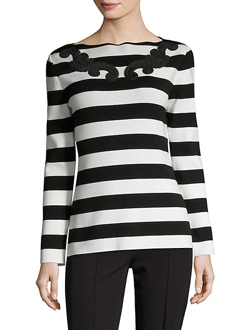 Versace Collection - Maglia Scroll-Detail Striped Sweater