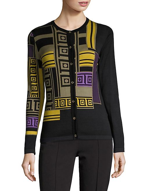 Versace Collection - Printed Stretch Silk Cardigan