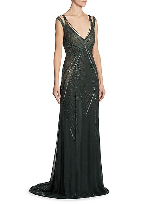 Pamella Roland - Embroidered Chiffon Gown