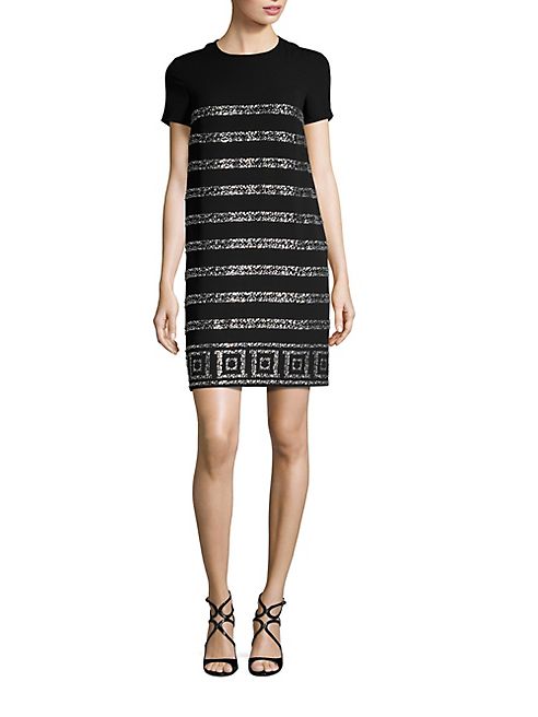 Versace Collection - Short Sleeved Dress with Embellishment