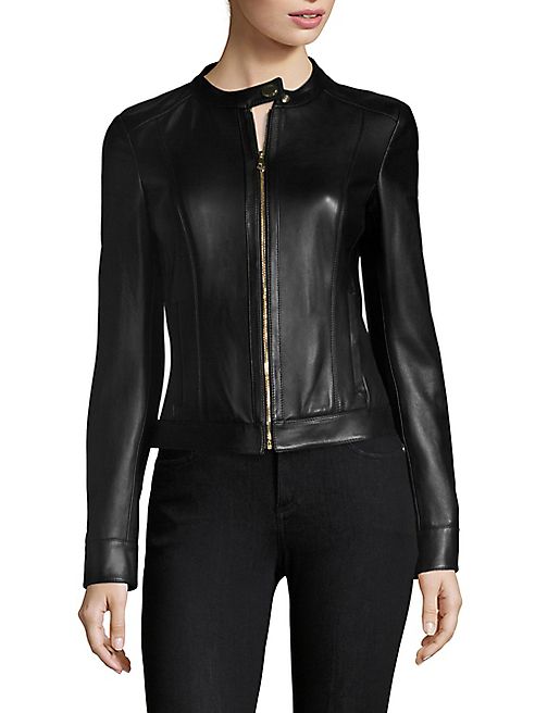 Versace Collection - Leather Zip-Front Jacket