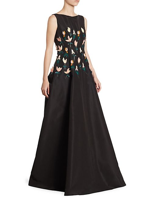 Lela Rose - Silk Tulip Embroidered Gown