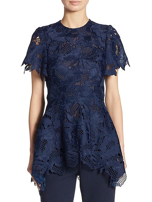 Lela Rose - Leaf Guipure Lace Top