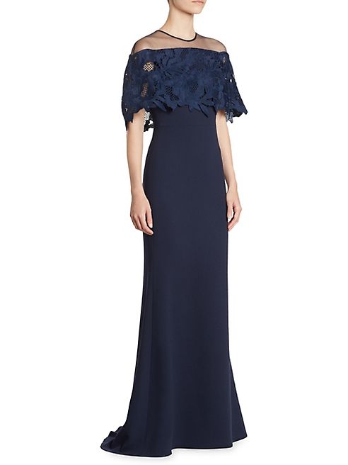 Lela Rose - Capelet Lace Gown