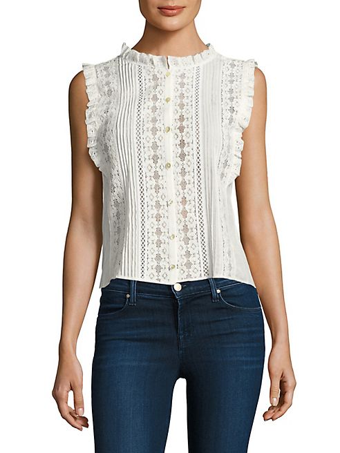 Rebecca Taylor - Pleated Voile & Lace Top