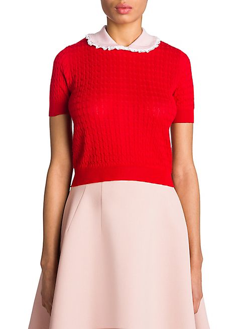 Miu Miu - Cable-Knit Cashmere & Silk Top