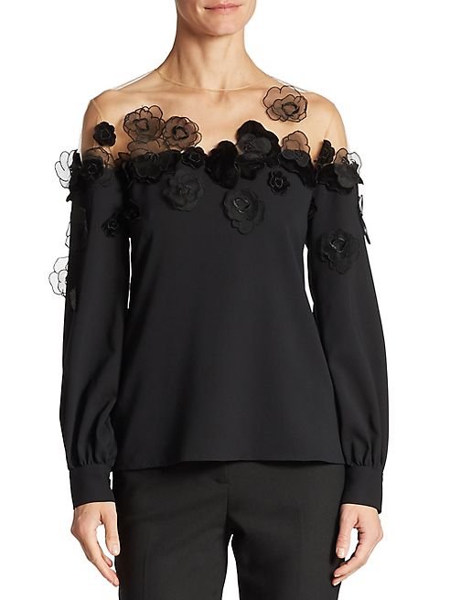 Oscar de la Renta - Floral Silk Illusion Blouse