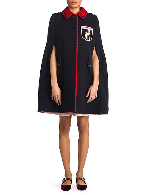 Miu Miu - Lana Two-Tone Virgin Wool Patch Cape