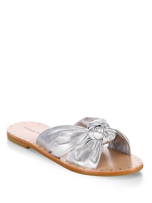 Loeffler Randall - Lucia Studded Knot Metallic Leather Slide Sandals