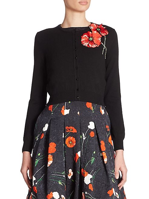 Oscar de la Renta - Floral Wool Cardigan