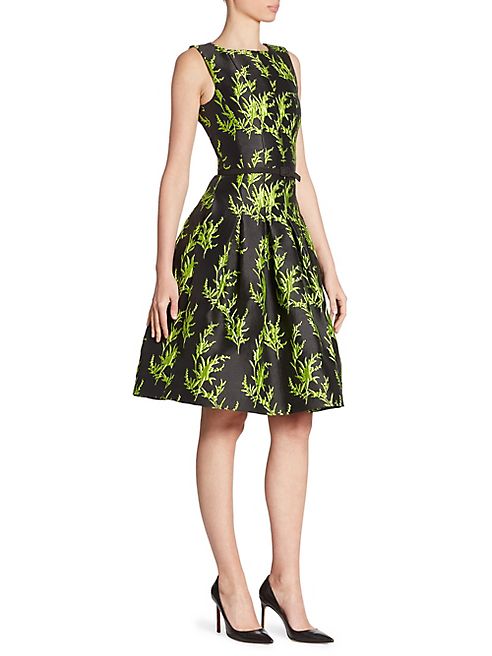 Oscar de la Renta - Leaf Embroidered Dress