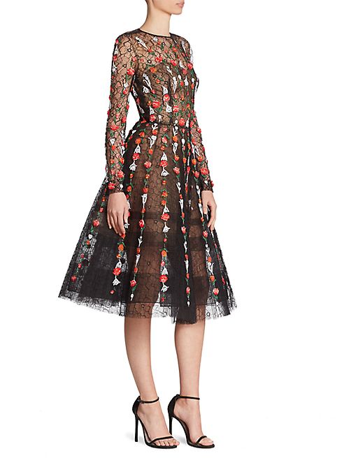 Oscar de la Renta - Floral Lace Dress