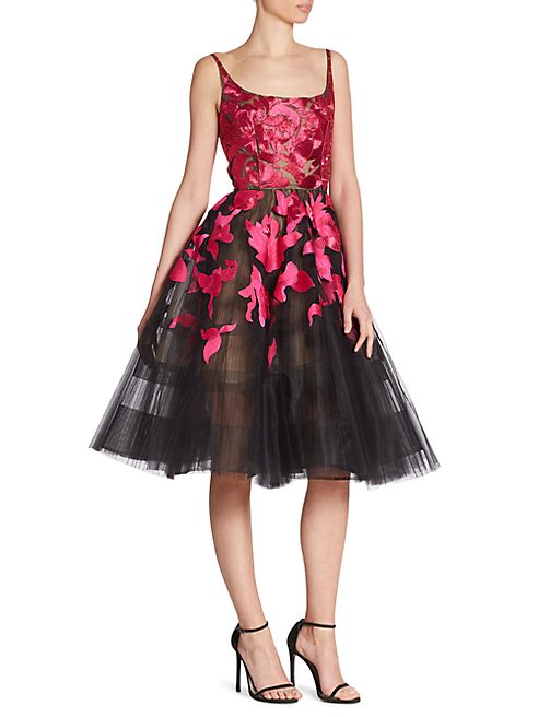 Oscar de la Renta - Tulle Floral Dress