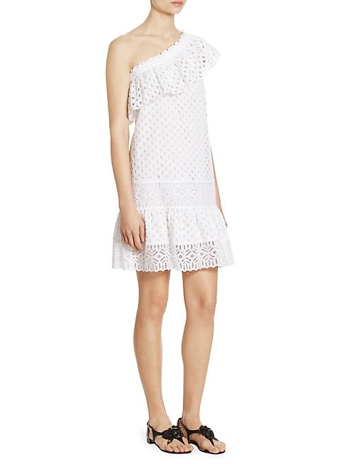 Tory Burch - Zoe One-Shoulder Eyelet Cotton Dress