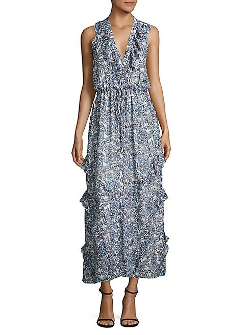 SALONI - Lizzie Ruffled Silk Maxi Dress