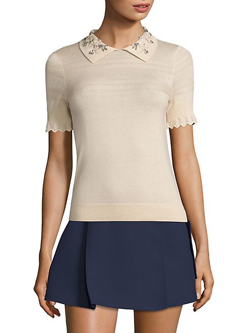 Carven - Jeweled Collar Top