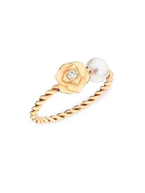 Piaget - Rose Diamond, 5MM White Akoya Pearl & 18K Rose Gold Ring