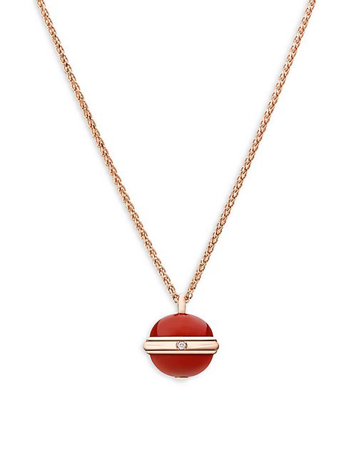 Piaget - Possession Diamond, Carnelian & 18K Rose Gold Pendant Necklace