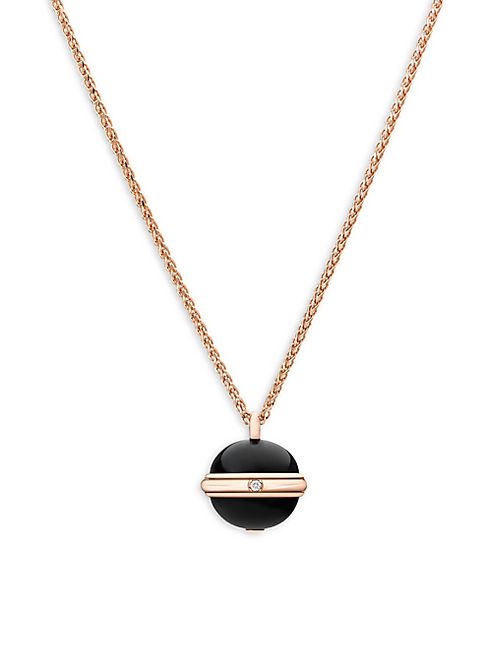 Piaget - Possession Diamond, Black Onyx & 18K Rose Gold Pendant Necklace