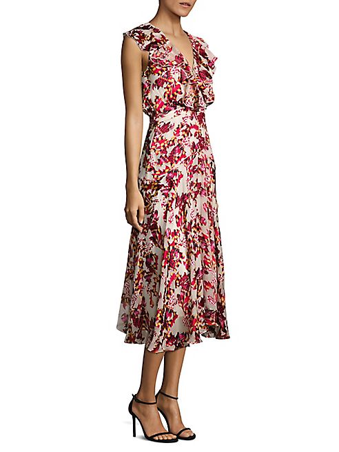 SALONI - Rita Ruffled Midi Dress