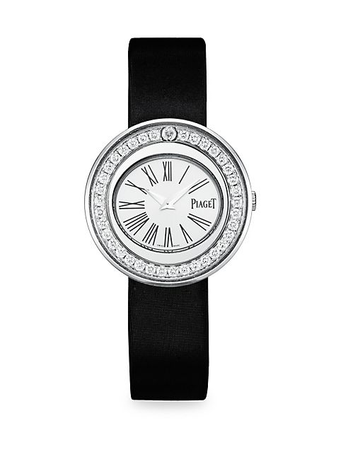 Piaget - Possession Diamond, 18K White Gold & Satin Strap Bracelet Watch