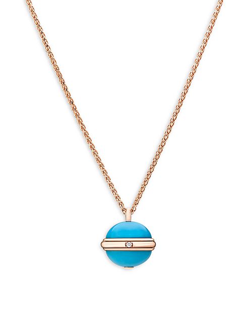 Piaget - Possession Diamond, Turquoise & 18K Rose Gold Pendant Necklace