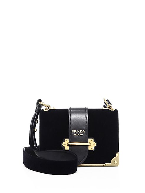 Prada - Cahier Velvet & Leather Shoulder Bag