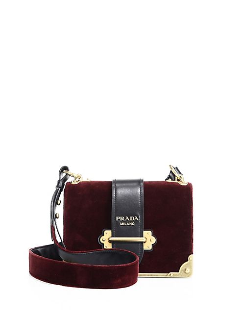 Prada - Cahier Velvet & Leather Shoulder Bag