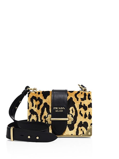 Prada - Cahier Leopard-Print Velvet Shoulder Bag