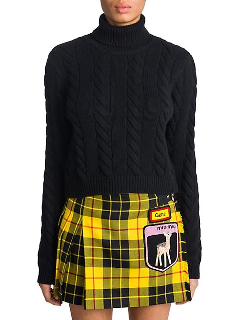 Miu Miu - Cable-Knit Cashmere Turtleneck Sweater