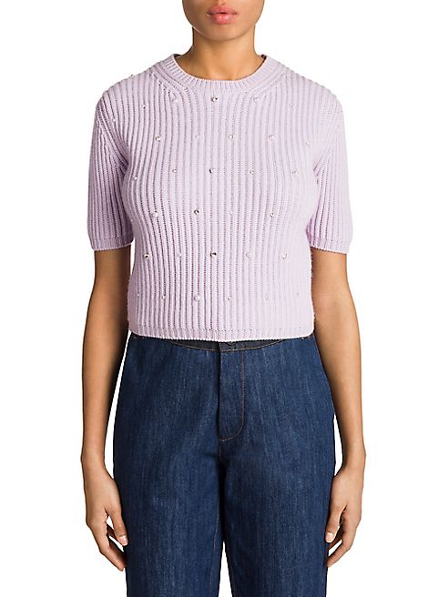 Miu Miu - Crystal-Embroidered Cashmere Top