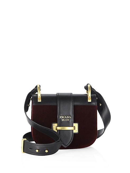 Prada - Pionnière Velvet & Leather Saddle Bag