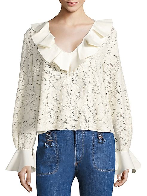 See by Chloé - Ruffled Lace Bell Sleeve Blouse