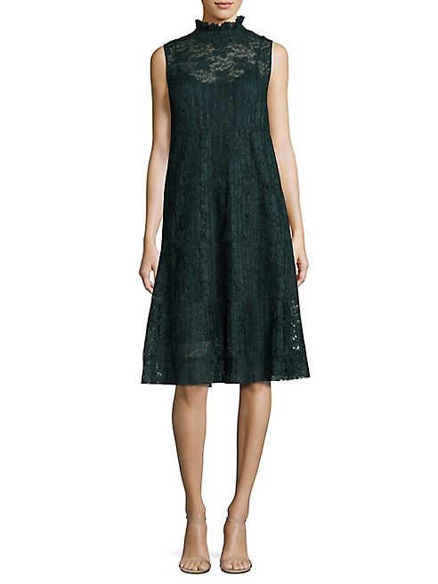 See by Chloé - Plissé Mockneck Lace Dress