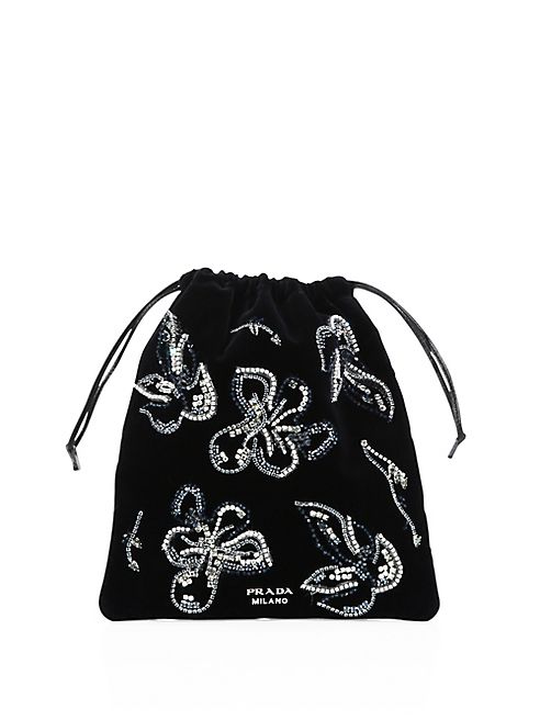 Prada - Bead-Embroidered Velvet Pouch