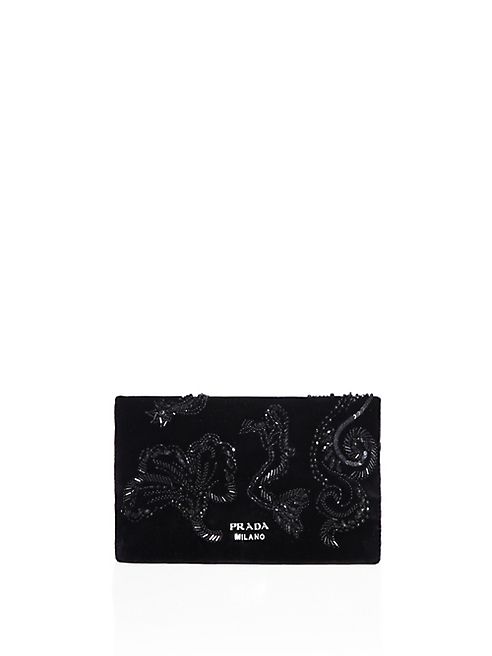 Prada - Bead-Embroidered Velvet Clutch