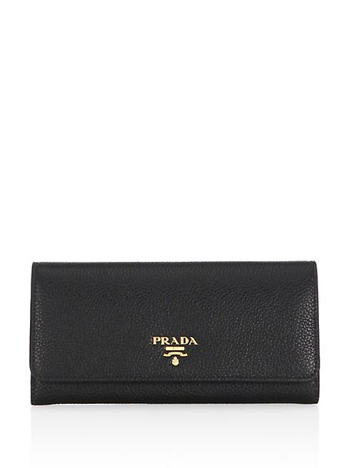 Prada - Pebble Leather Two-Tone Wallet