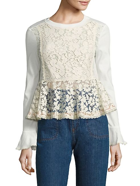 See by Chloé - Lace-Front Peplum Top