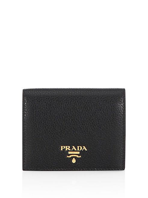 Prada - Pebble Leather Two-Tone Bifold Wallet