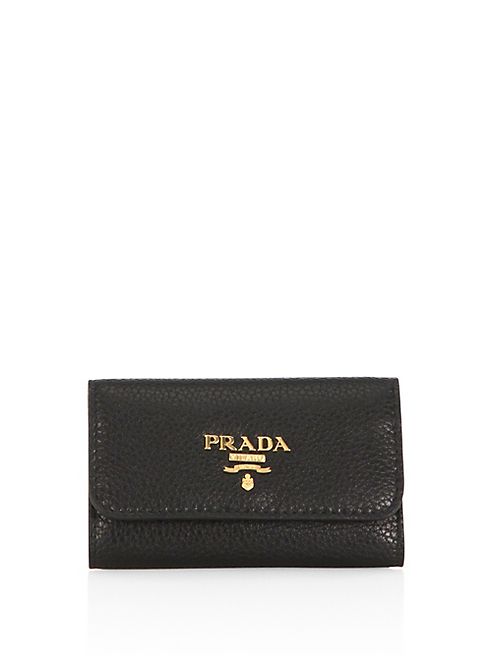 Prada - Pebble Leather Two-Tone Trifold Key Wallet