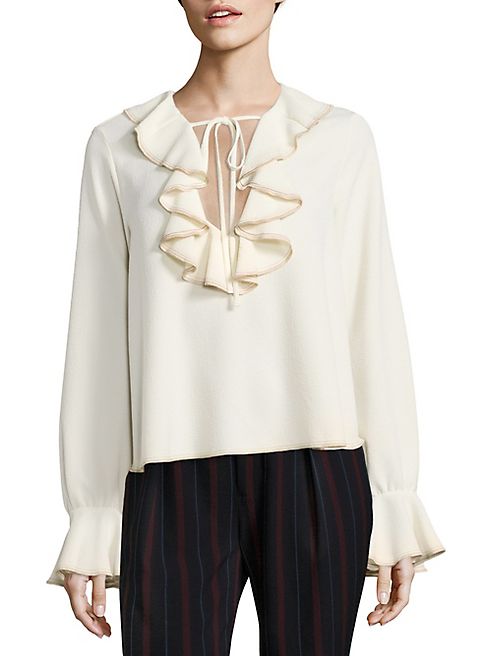 See by Chloé - Ruffled Crepe Bell Sleeve Blouse