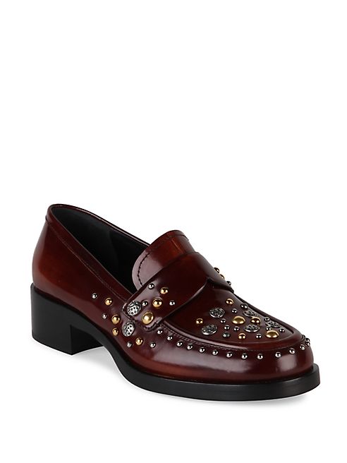 Prada - Studded Leather Loafers