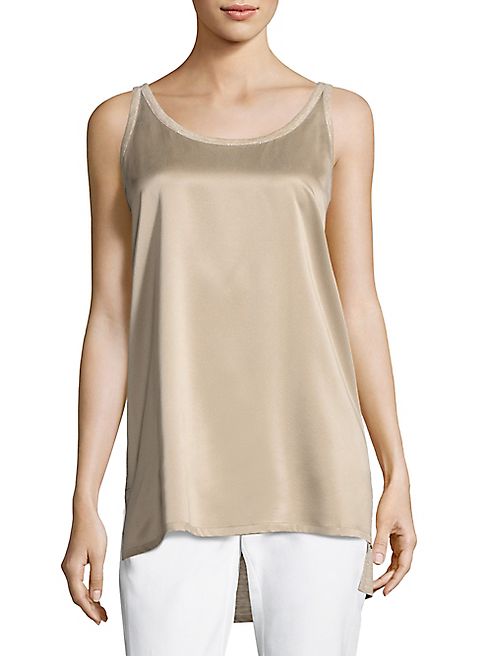 Lafayette 148 New York - Chain-Trim Silk & Linen Tank Top