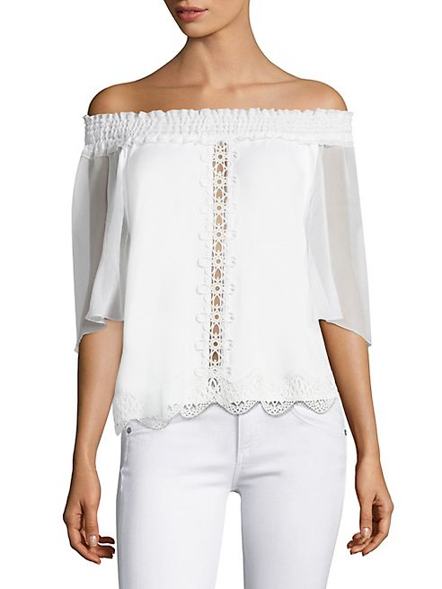 Elie Tahari - Antonia Lace-Trim Off-The-Shoulder Top