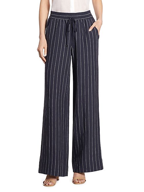 Lafayette 148 New York - Pinstriped Linen Drawstring Pants