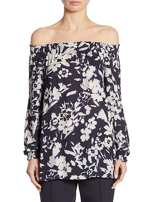 Lafayette 148 New York - Raelyn Floral-Print Off-The-Shoulder Blouse